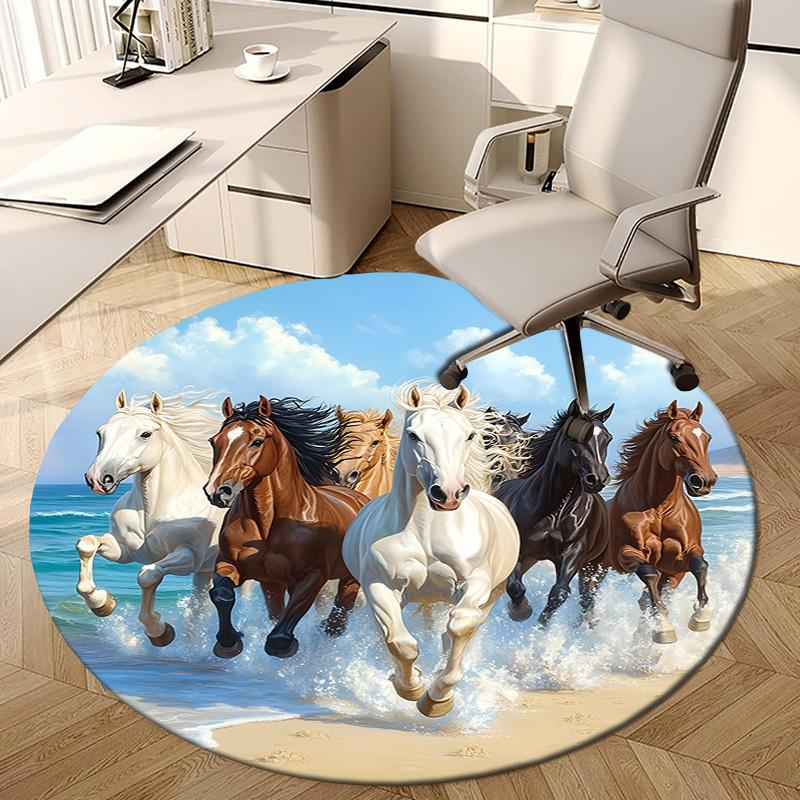 1pc Office Carpet Chair Mats Horses Running on Beach Perfect for Decorating Office Chairss, Or Bedrooms.YDT401