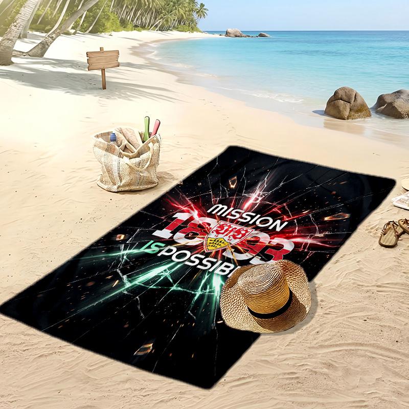 Serviette de Plage Imprimée VfB Stuttgart, Grande Serviette Douce à Séchage Rapide pour Plage Camping Natation