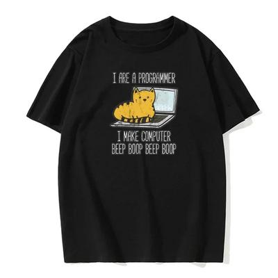 Soy programador, hago computadoras, bip, bip, bip, bip, camiseta para hombre, camiseta estampada de moda, camisetas oversize, ropa de algodón de verano