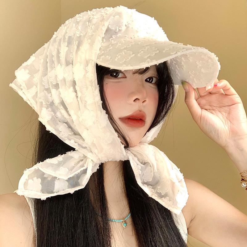 Korean Ins Blogger Sweet Lace Flower Headscarf Hat Bow Beret Niche Face Small Painter Hat