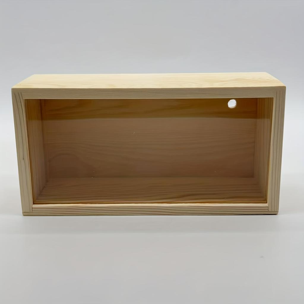 1 pz Scatola Estraibile in Pino con Coperchio Scorrevole Scatola di Legno Trasparente Scatola Portaoggetti Display Fai da Te Vetrina per Esposizione di Giocattoli e Figure Accessori per la Casa