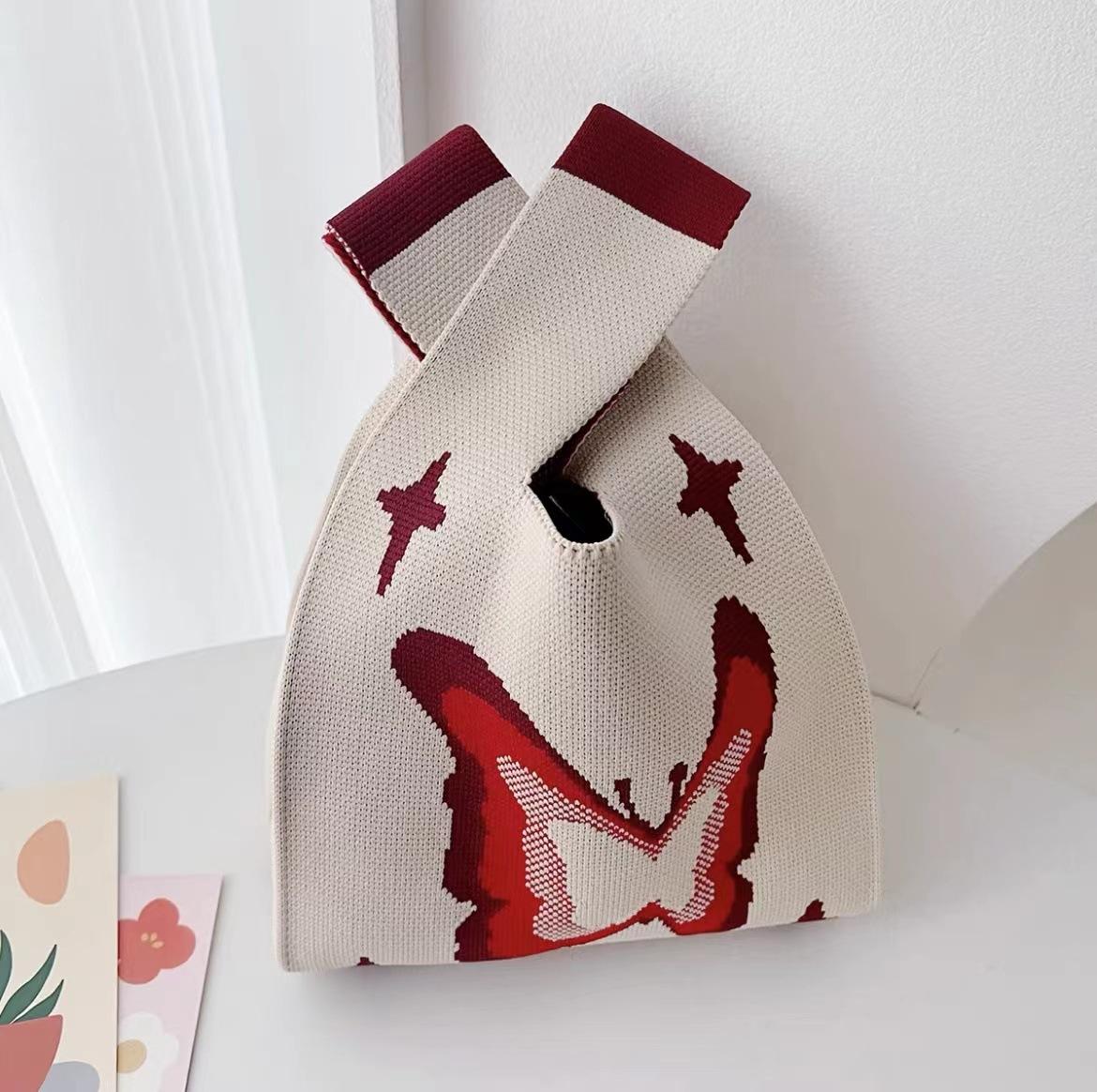 

Весенне-летняя новая вязаная сумка-тоут с цветочным узором для работы, большая вместимость 20*36