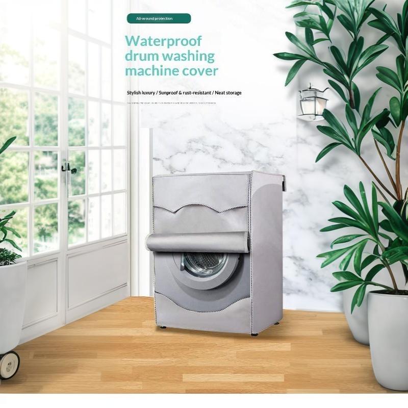 New Universal Washing Machine Cover With Roll Edge Silver Washer Dryer Cover Waterproof Cover For Front Loading Machine