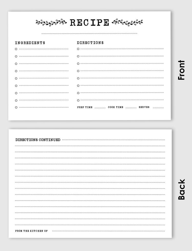 Inkdotpot Cartoline Ricetta 4x6 Pollici (Set di 50) , Cartoncino Premium Spesso a Doppia Faccia - Biglietti Ricetta Bianchi Stile Moderno