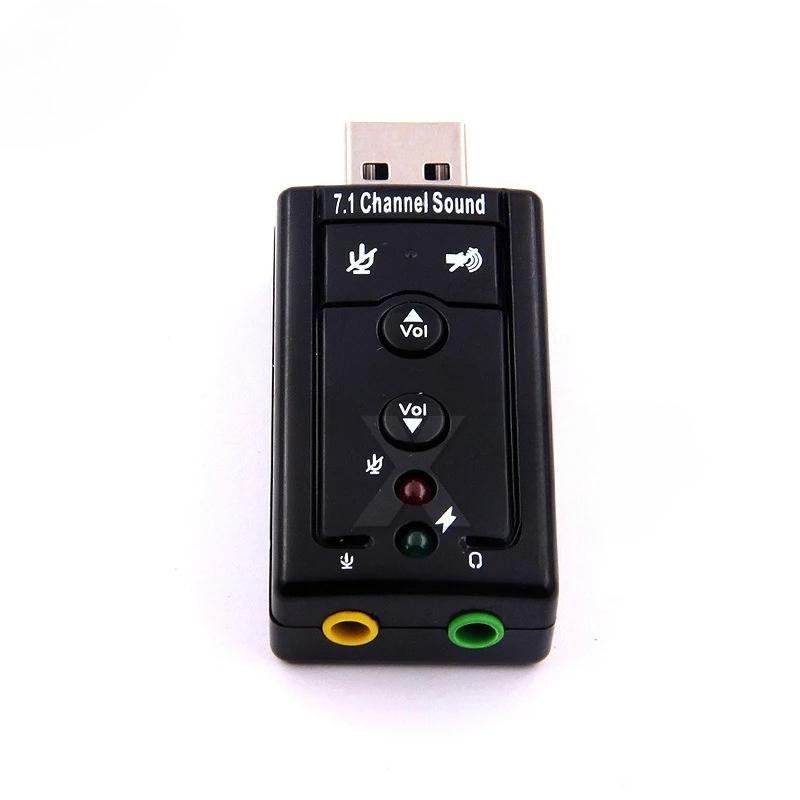 1pc New External Mini USB 2.0 Virtual 7.1Channel Audio Sound Card Adapter 3.5mm Mic Speaker Audio Headphone Jack Converter