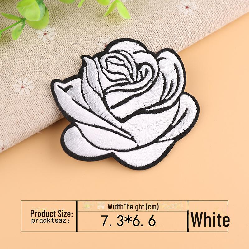 

Вышитая нашивка в виде 9-цветной розы Yixiu - аппликация для украшения одежды. белый