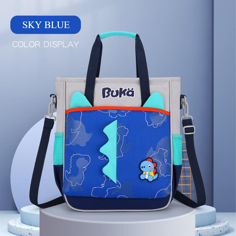 BUKA 3D Cartoon Dinosaur Handheld Tutoring Bags Special for Primary School Student Light Multi-functional Kid Messenger Bag Pupil Homework Storage Bag