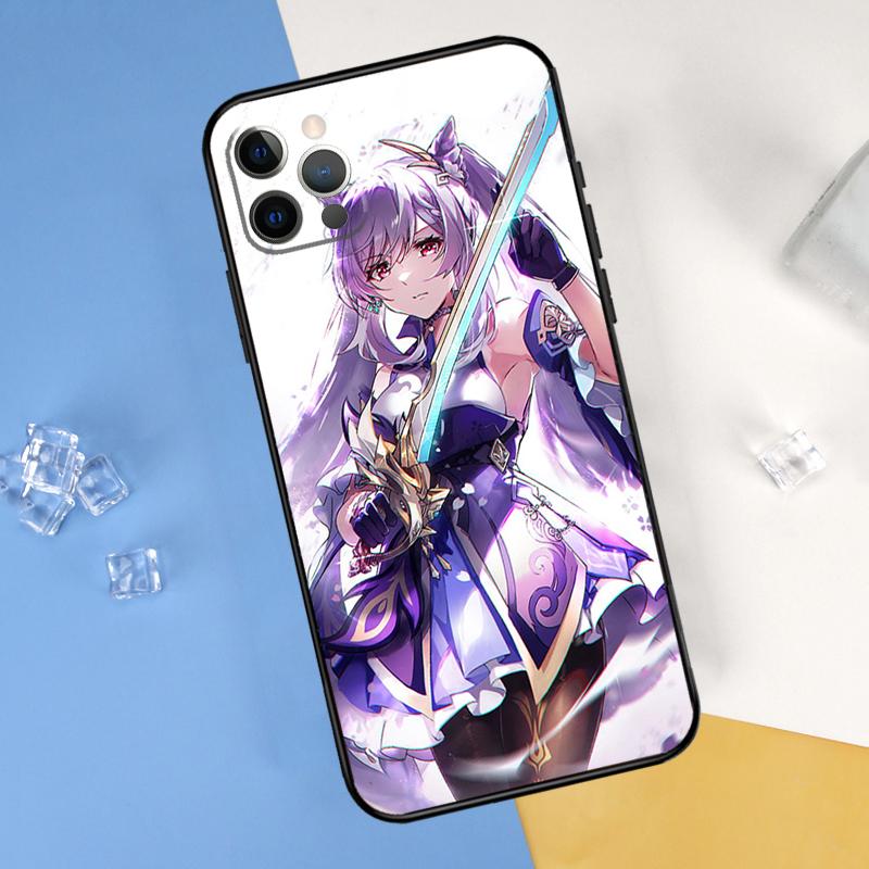 Genshin Impact Keqing Phone Case For iPhone 16 Pro Max 12 13 Mini 11 14 15 Pro Max XR 16 15 Plus 16e Cover Shell