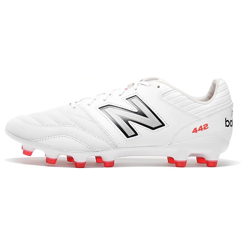 New Balance 442 V2 Pro Round Toe Lace-Up HG (Rubber Short Studs) Firm Ground Soccer Shoes Unisex Soccer Shoes White Red MS41HWT2