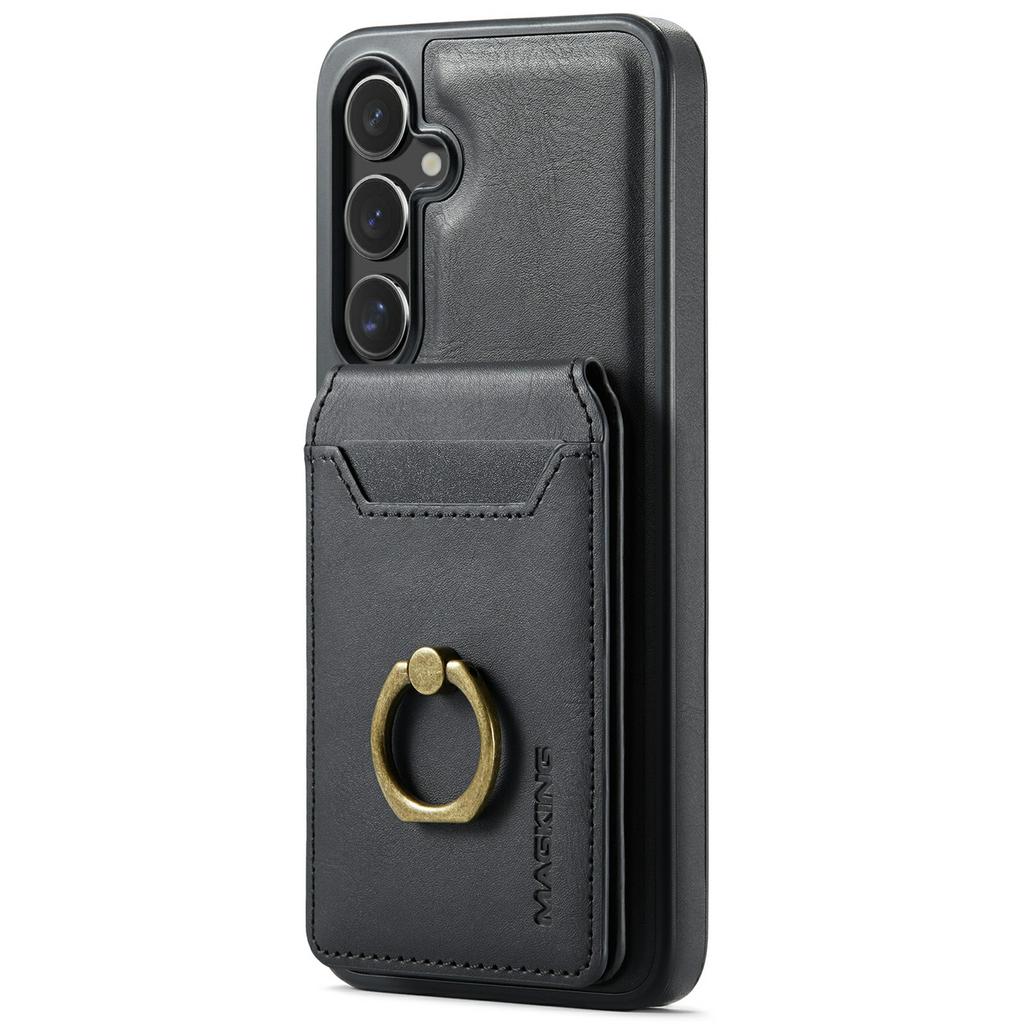 For Samsung Galaxy S25+ Magnetic Case PC+TPU+PU Phone Cover with Card Holder