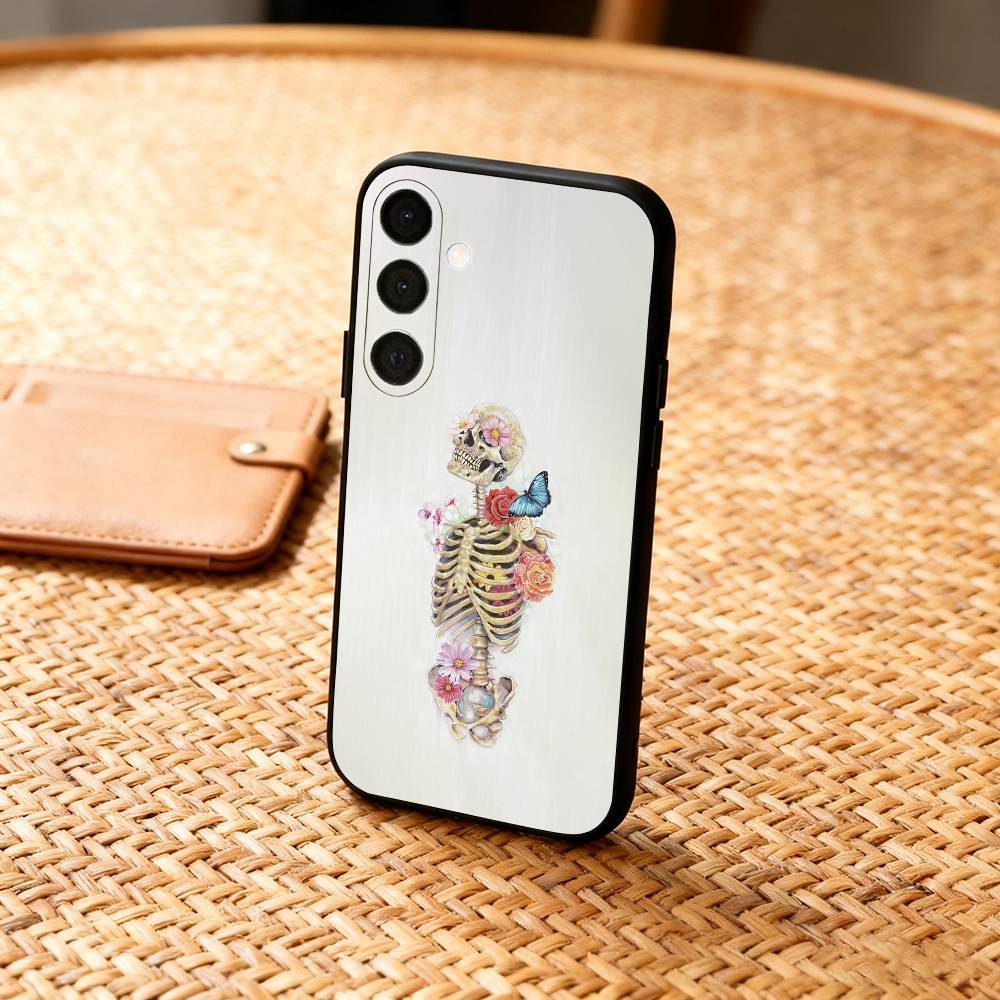 A-Art S-Skeleton S-Skull Phone Case For Samsung A73,72,71,53,52,51,22,91,80, Soft Black Cover