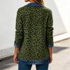 Women's Casual Real Denim Jacket with Leopard Print Patchwork Design for Daily Wear