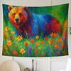 Colorful Bears, Wildflower Bears, Vibrant Animals, Bohemian Style Tapestry