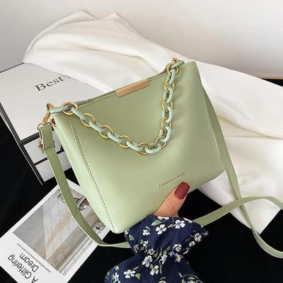 Leather PU Shoulder Bag with Chain Strap for Women  Women's Crossbody Bags  Portable Bucket Bag  Simple Messenger Bags