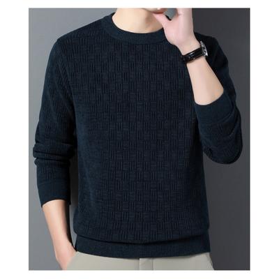 Maglione Caldo Ispessito in Velluto da Uomo Felpa Jacquard Ciniglia Camicia Intima per Mezza Età
