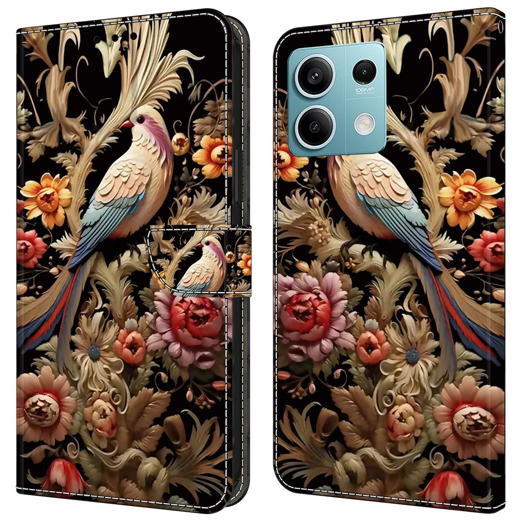 For Xiaomi Redmi Note 13 5G Case Pattern Design PU Leather Shockproof Flip Cover