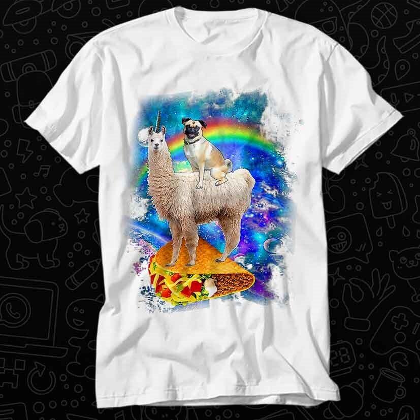 

Space Pug Riding Llama Taco Pug Alpaca Llamas Funny Cute Alpacas T Shirt 319 L