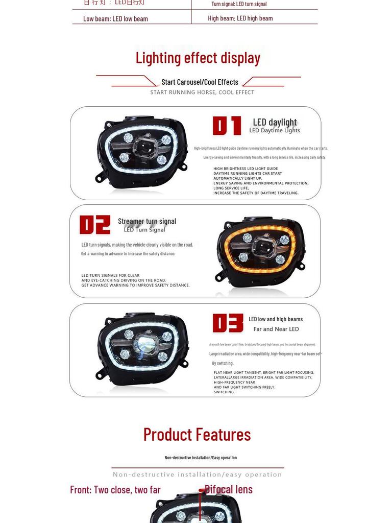 Compatible BMW Mini Countryman F60 Headlight Assembly (2017-2023): Crystal Flowing Turn Signals