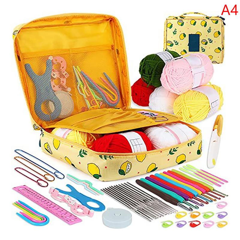 

Novice Crochet Kits Portable Hand Diy Knitting Tools Crochet Hooks Kits With Storage Bag Yarn Weave Knitting Needles Set Weaving A4