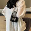 Mini Bow Buckle PU Bag Pu Leather Women's Shoulder Bag Trendy Silver Bucket Bag  Makeup Bag