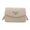 Simple Gold Bow Decoration Woven Texture Women Casual Shoulder Bag For Daily Use