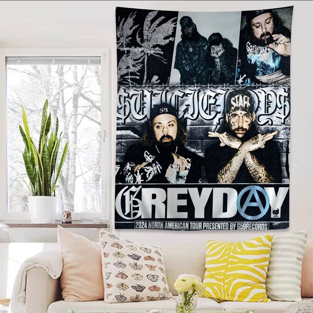 SSuicideboys G59 Cartoon Tapestry Art Science Fiction Room Home Decor Wall Hanging Home Decor
