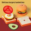 Wooden Sandwich & Hamburger Playset for Kids 3-6: Interactive Educational Toy
