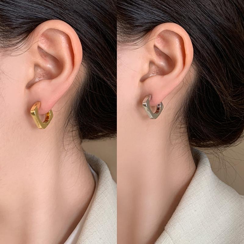 PONYKISS  Sterling Silver 18K Gold Square Hoop Earrings for Women Minimalist Vintage Fine  Personality Accessories