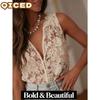 QICED Women's Fashion Casual V-Neck Sleeveless Blouses & Shirts
