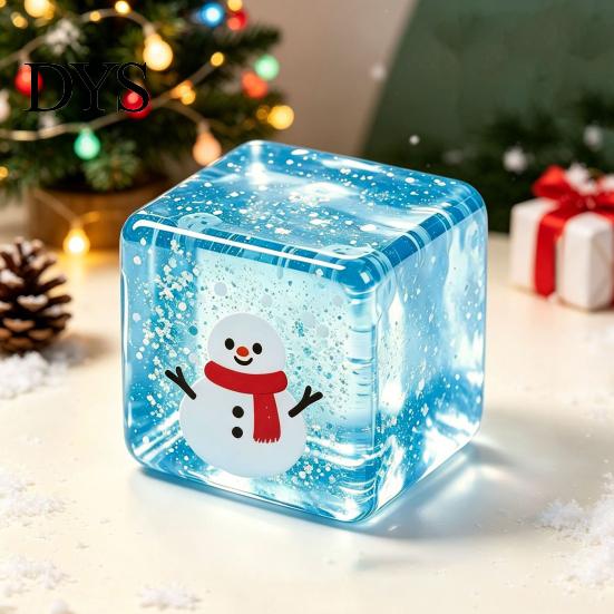 Soft Cube Toy Christmas Clear Squeeze Toy, Santa Claus Tree Snowman Pattern Stress Slow Rebound Toys Cube, Rising Sensory for Party Favors Themed