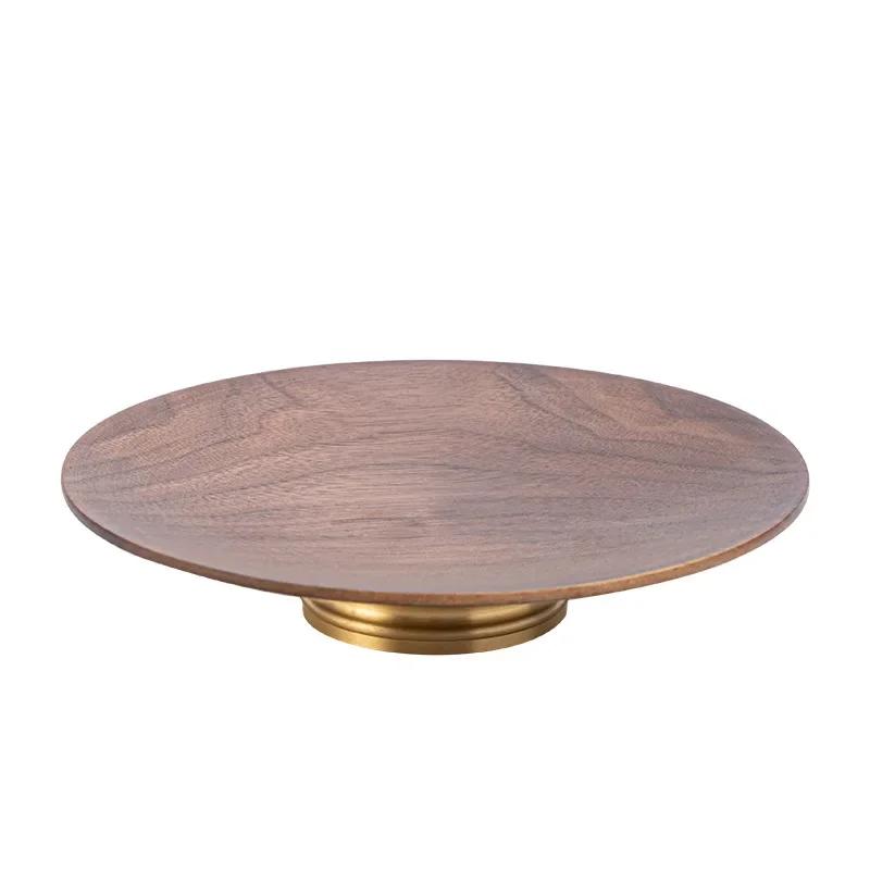 Walnut Exquisite Tea Tray Chinese Small Tall Snack Tray Zen Tall Snack Cake Tray Pot Bearing Home Kitchen Storage Plate