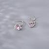 ANENJERY Korean Pink Heart Pendant Earrings Fashion Shiny Circle Earrings Couple Jewelry Gift Wholesale