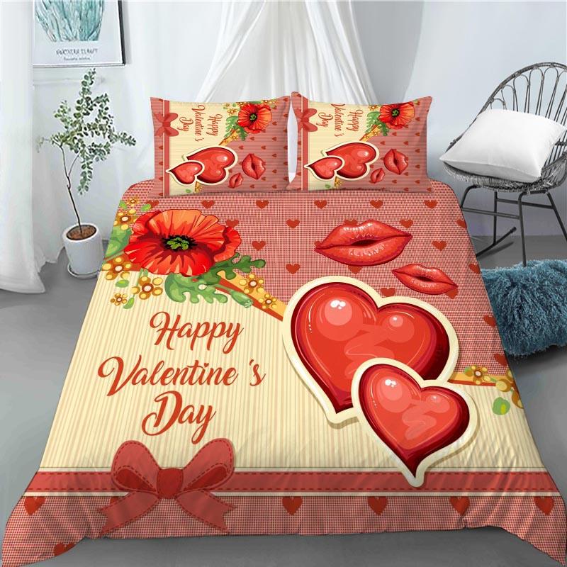 3D Red Poppy Duvet Cover King Queen Size Beautiful Flower Polyester Quilt Cover with Pillowcases Kids Adults Home Bedroom Decor