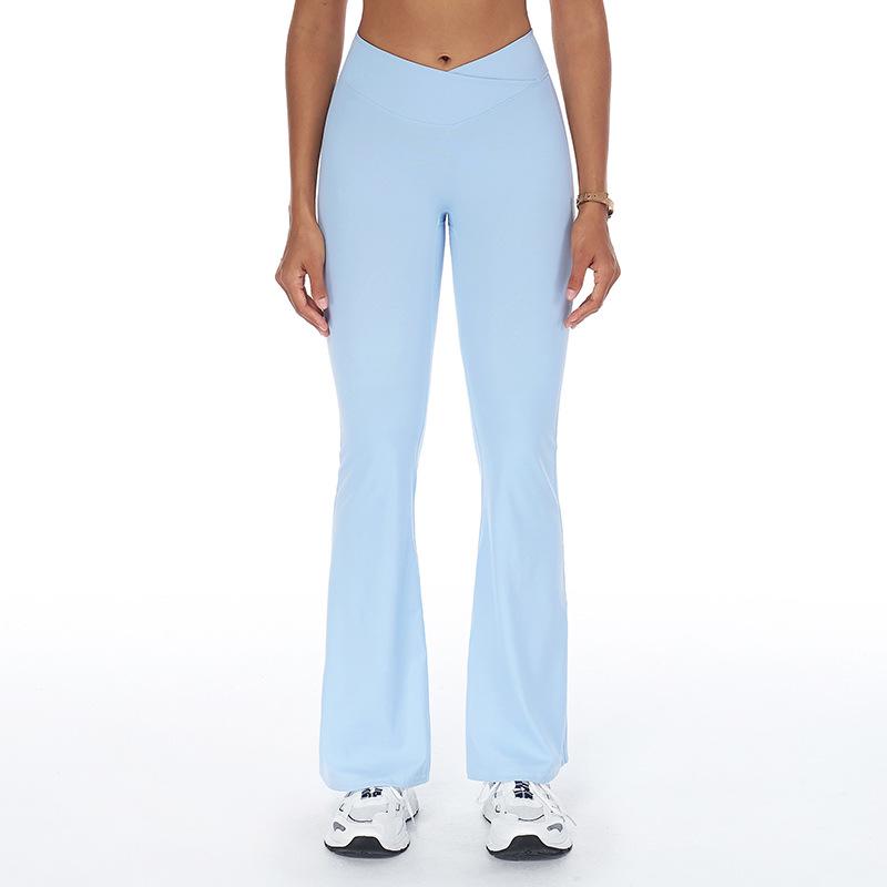 Экологичные быстросохнущие расклешенные брюки для йоги с высокой талией и эффектом лифтинга бедер для бега и фитнеса Medium