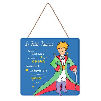 [Q1829] - Placa de madeira 'O Pequeno Príncipe' azul - 20x20 cm