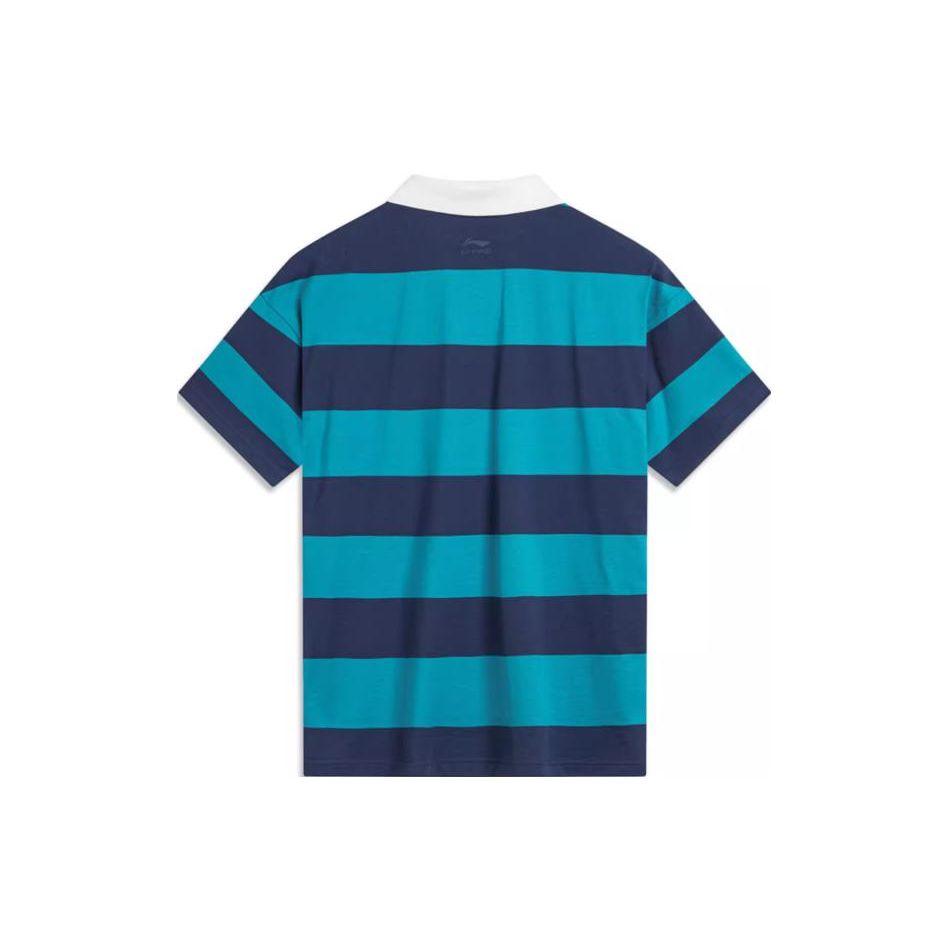 Li-Ning Weekend Youth Casual Comfortable Striped Polo Shirt Unisex Polo Shirts Reef-Blue APLU235-3