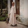 Women Long Sleeve Button Down Maxi Shirt Dress Loose Fit Casual Lapel Collar Long Robe Solid Color