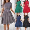 2025 Spring and Summer Fashion Versatile Temperament Casual Polka Dot Tie Long Dresses Dresses for Women