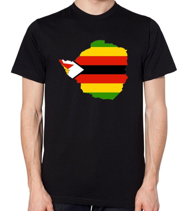 Zimbabwe Flag Map T-Shirt Men Ladies Unisex Top Africa S разноцветный