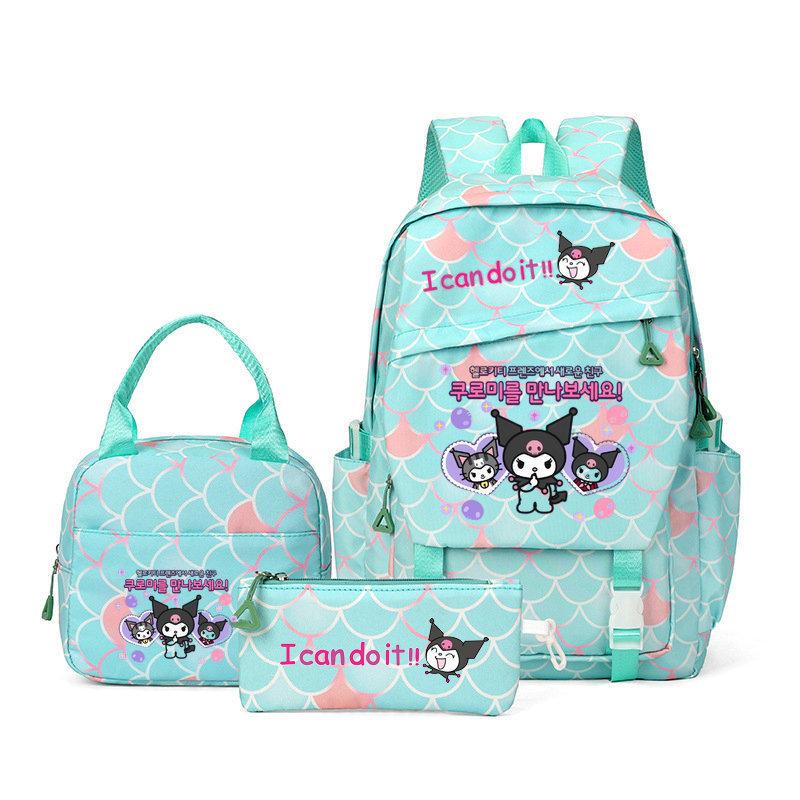 Cartoon Pattern Three-Piece Set, Primary School Students Large-Capacity Schoolbag, Lunch Bag, Pencil Bag, Outdoor Travel Bag Three piece set