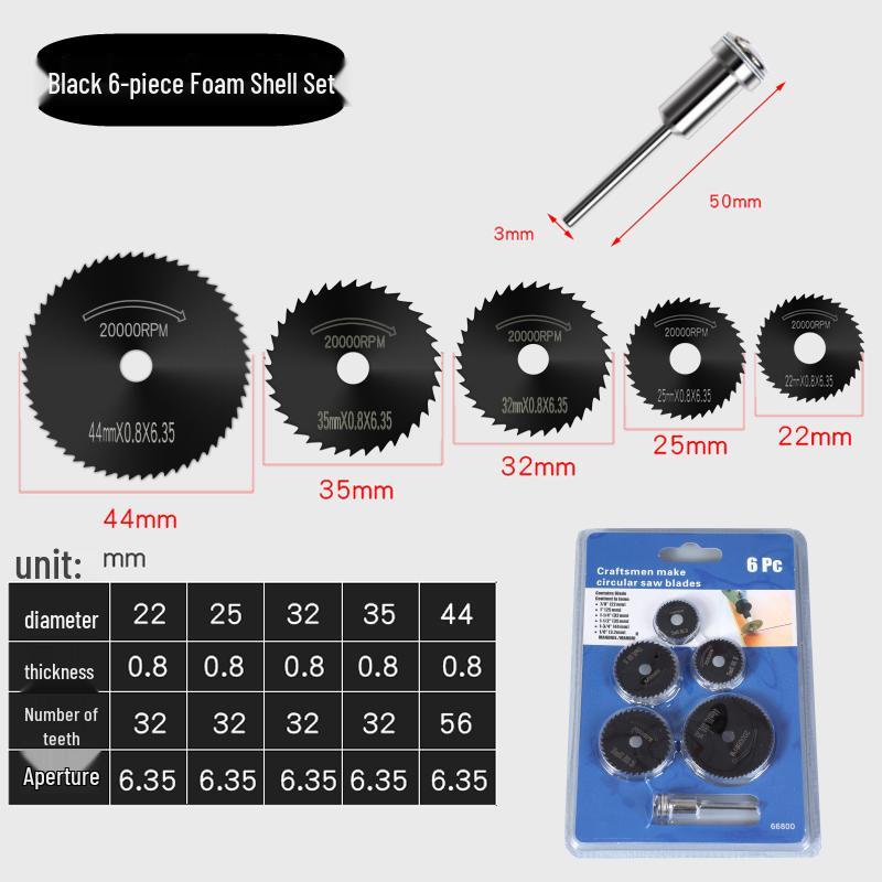 High-Speed Steel Circular Saw Blade Set for Wood, Plastic & Metal - Miniature Size for Hand Drills & Electric Grinders