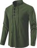 2026 Men's Cotton Henley Hippie Casual Beach Long Sleeve Stand-Up Collar Shirt A275