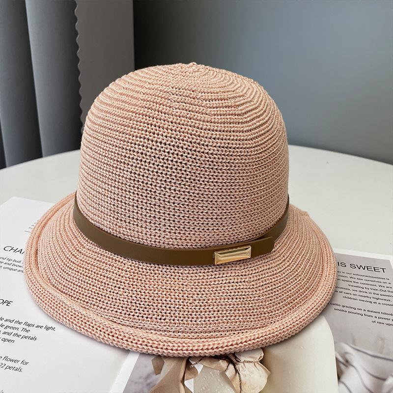 Summer New Bucket Hat Women's Face Small Sunscreen Sunshade Top Hat Straw Woven Versatile Breathable Basin Hat