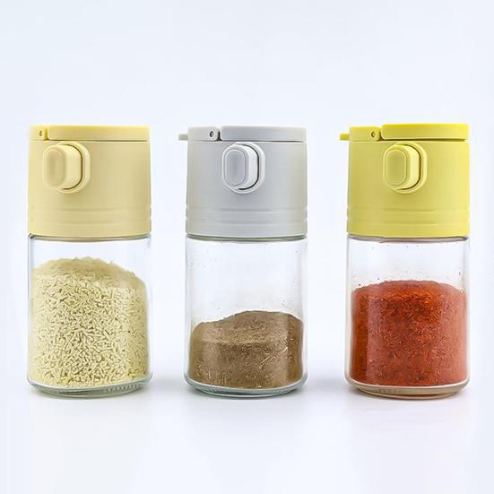 Glass Salt Dispenser Set with 0.5g Portion Control Airtight Seasoning Jars for Low-Sodium Diets 180ml Moisture-Proof Easy-Fill Spice Container