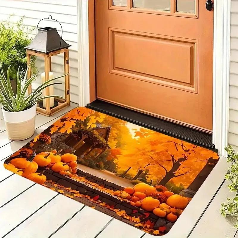 Vintage Maple Pattern Printed Door Mat Rug for Entrance Hall Autumn Carpets for Bedroom Bathroom Entryway Rug Home Decoration