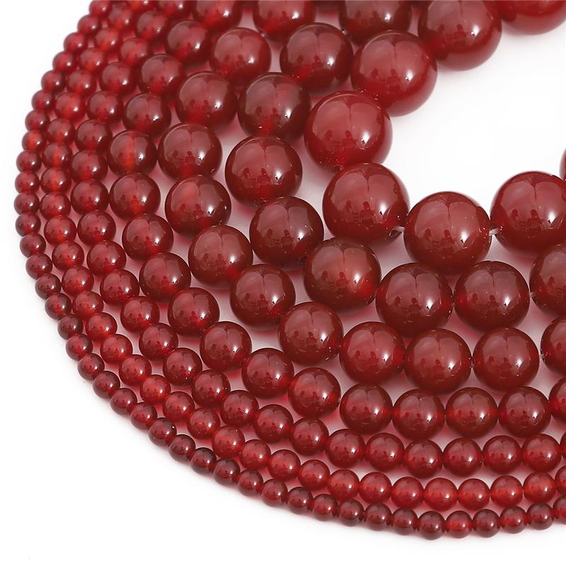 4-14mm/28-90Pcs Red Agate Stone Beads For Jewelry Making DIY Bracelet Necklace