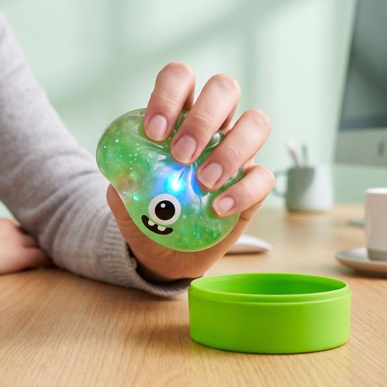 Dumpling Toy Halloween Glitter Squeeze Toy Spooky Ghost Pumpkin with Steamer Cute Calm Down Toys Slow Rising Bun Fidget LED Light for Anxiety Stress