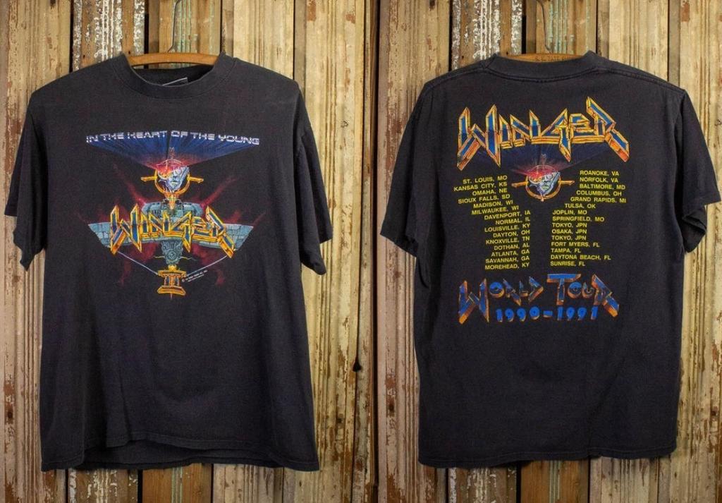 Vintage Winger In the Heart of the Young World Tour Concert T Shirt 1990-1991 Unisex T-Shirt