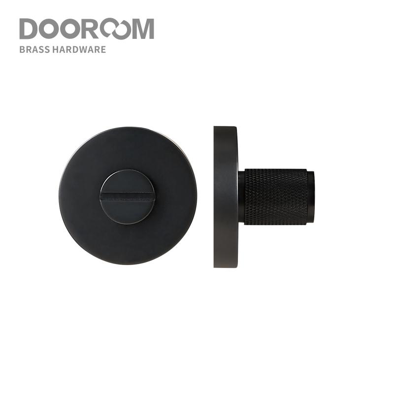DOOROOM Brass Door Lock Key Escutcheon Plates Knurled Striped Thumbturn for Inside Door Room Bathroom Thumb Turn
