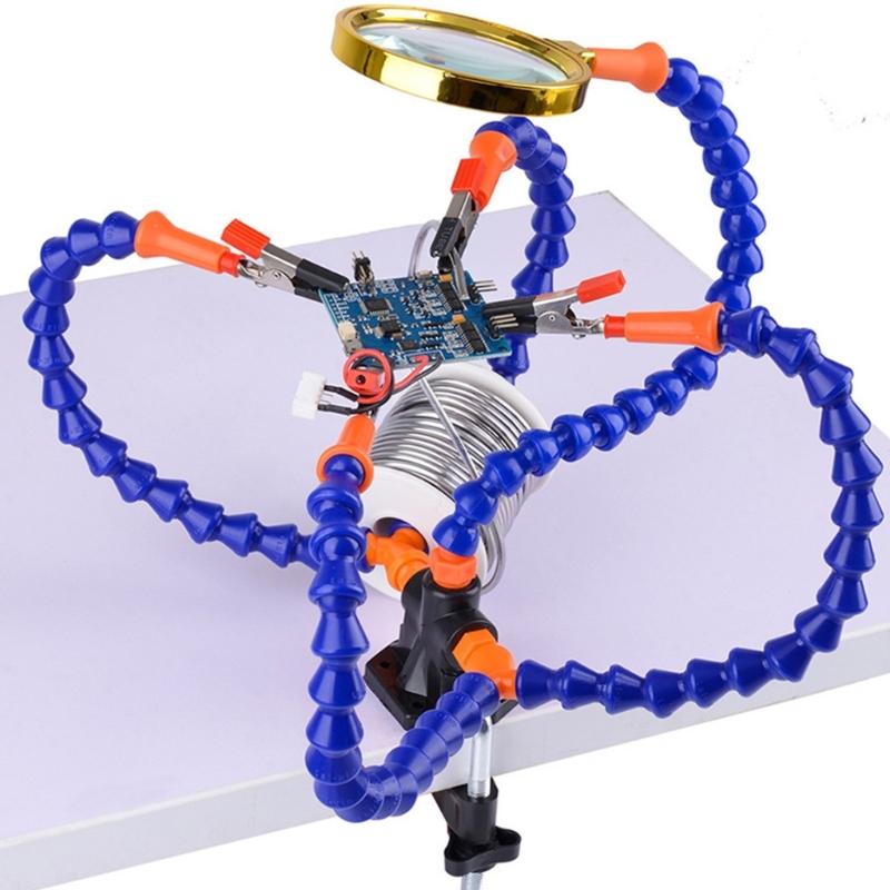 5 Arms Flexible Soldering Helping Hand Vise Table Clamp with Flexible Arm Solder Iron Holder Repair Tool Part
